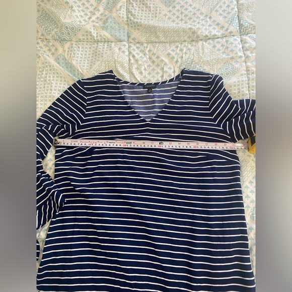 Talbots Blue and White Tie Front 3/4 Sleeve Blouse - Picture 11 of 14